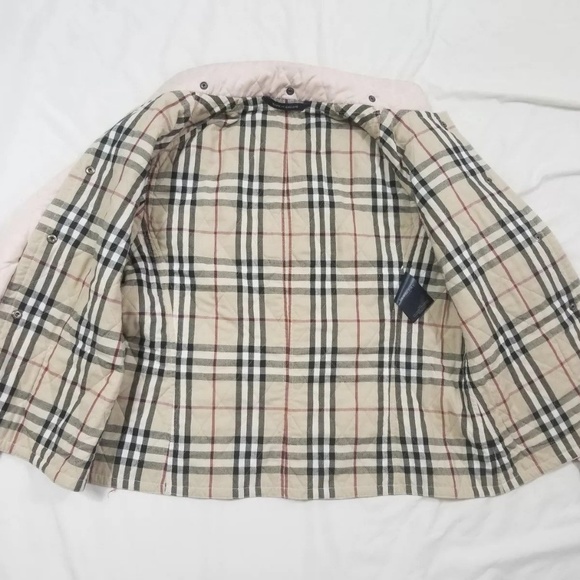 BURBERRY Pink Quilted Button Down Jacket, S - Picture 5 of 7